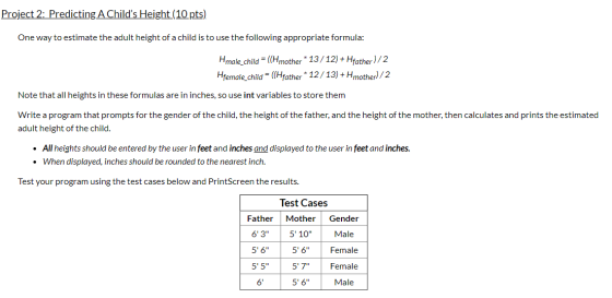 Project 2: Predicting A Childs Height (10 pts). One way to estimate the adult height of a child is to use the following appr