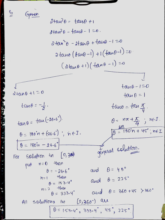 So Ginen atau?o= tano ti atanzo-tand -120. -0 atau? o-atano + tamo-120 a tano (fano-1) +1( tamo-1) = (atand+1) (tand-1)=0 tan