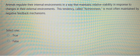 Animals regulate their internal environments in a way that maintains relative stability in response to changes in their exter