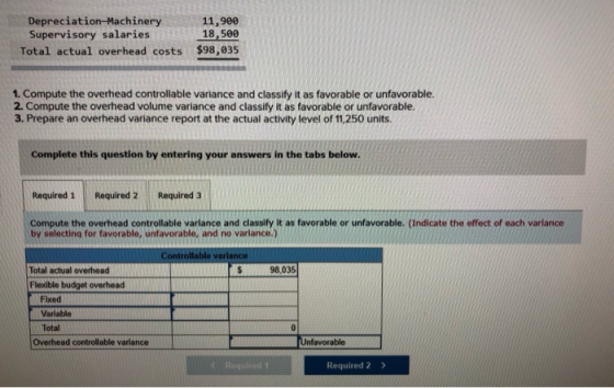 Depreciation Machinery 11,900 Supervisory salaries 18,500 Total actual overhead costs $98,035 1. Compute the overhead control