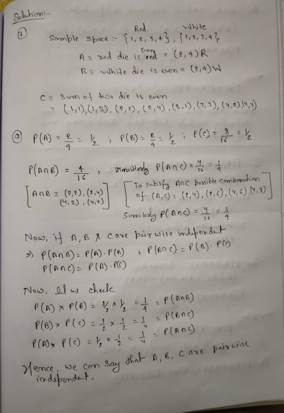 国 Red White N; while de is er ern= (2,454 C = Sumol too die is even To saisf Aac posible Combimahion P(An P (A) C) AgB 8 nC hat- a, e, case pais is emce, hwe Com dap