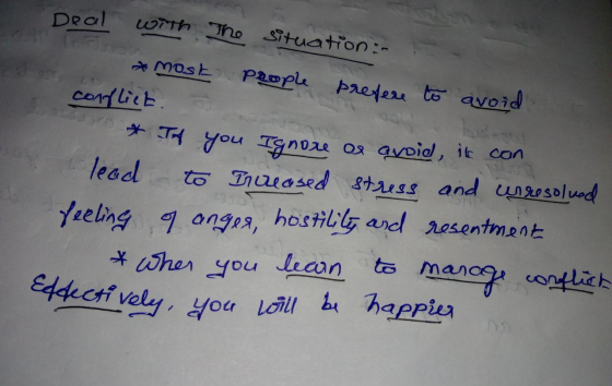 PC ON Deal with The situation: * most prople prefere to avoid conflict. & Tf you Ignore or avoid, it can lead to Breased stre