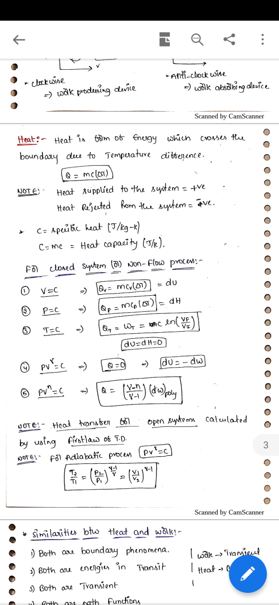 EQ < : Ler * clockwise - wolk prodering device Anti-clock wire =) wolk absorbing device Scanned by CamScanner procen! Heat -