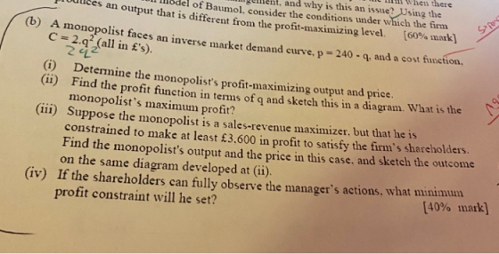 Spor 1 l m When there Whyellent, and why is this an issue? Using the 101 111odel of Baumol, consider the conditions under whi
