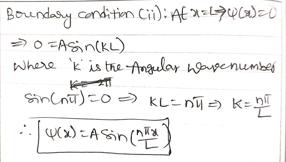 Boundary condition Cij): AEXzL746)zo O ZASiN(KL) I where k is the Angulas Wagenumber SinChito Klenu =) K=n! ::. (462) = A SI
