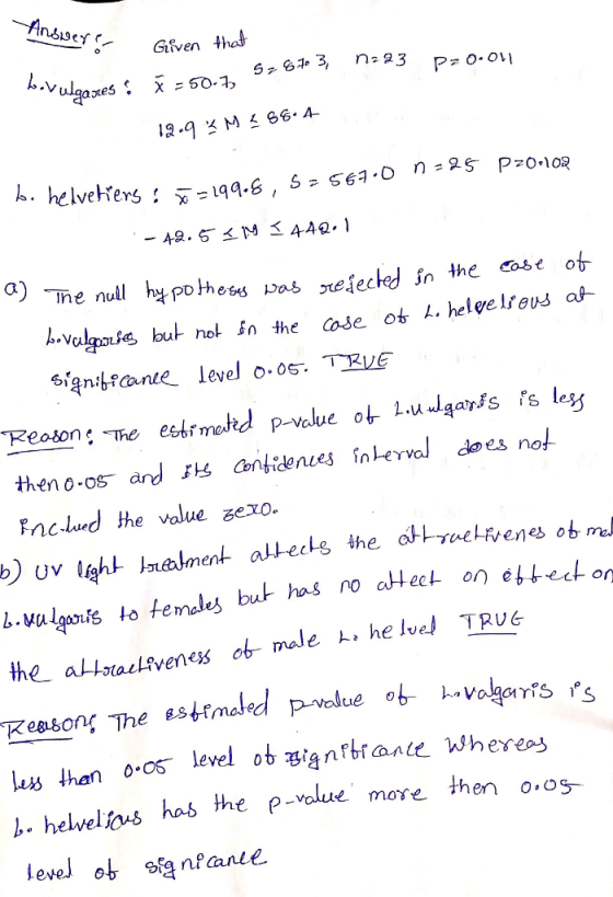 レ axes : χ=50.ろ 5-643 n223 h helvetters a) The nl y po thess wos xesecle! in the ease ot Fncdued the value zexo. ) uv igh. It6Almenk alec LS the a.LTeL&enes obrnl L helwelfous has he p-value more theno.o
