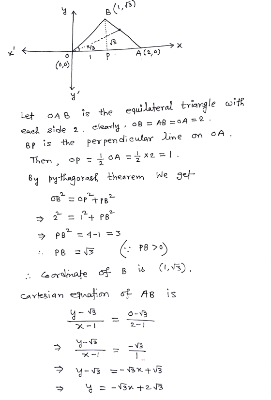 ar B(1,13) V * */3 >X A(2,0) O 1 (0,0) Let is the We 2 y OAB is the is the equilateral triangle with each side 2. clearly, O