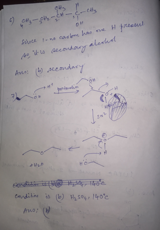 6 CH₂ - CH₂ - CH - C- CHz OH since 1- no carbon has one H present so, it is secondary alcohol Ans: (b) secondary e t portonat