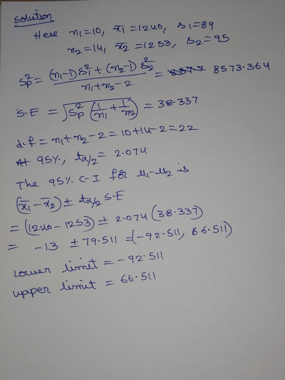 - USW 85736364 solution Here ni=10, 1 =12uo, & 1789 2=14, T2 =1253, B2=95 so = (ni-D 84+ (M2-D 8 nitna-2 Se = 55% Cohit trem