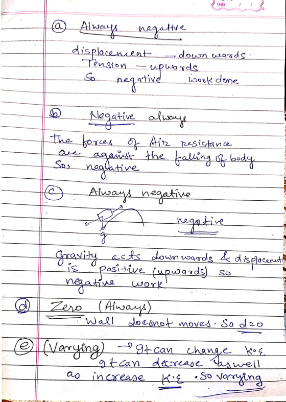 @ Always negative displacencent down worlds Tension - upusands So negative work done, 1 the are So, @ Negative always forces