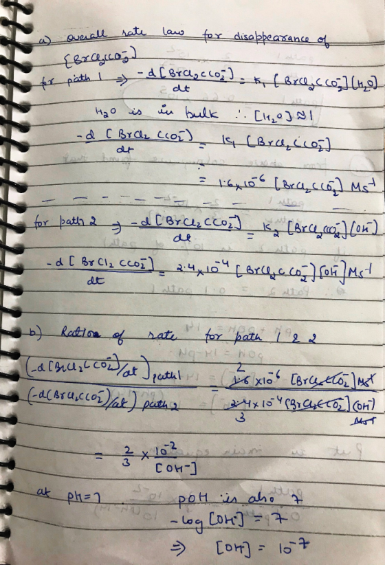 overall so overall rate a) law for disappearance of { exce co; ) e at path I * -d[Bialyc.com), ki [Bralyc.com] lue] Hao is in