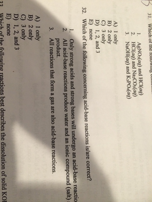 Which of the following concerning acid-base reacti