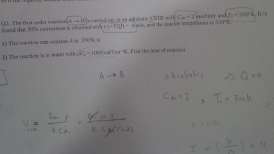 The first order reaction A rightarrow B is carried