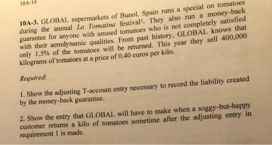 10A-14 10A-3. GLOBAL supermarkets of Bunol, Spain runs a special on tomatoes during the annual La Tomatina festivall. They al