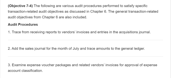 Auditing The Following Are Various Audit Procedures Performed To 