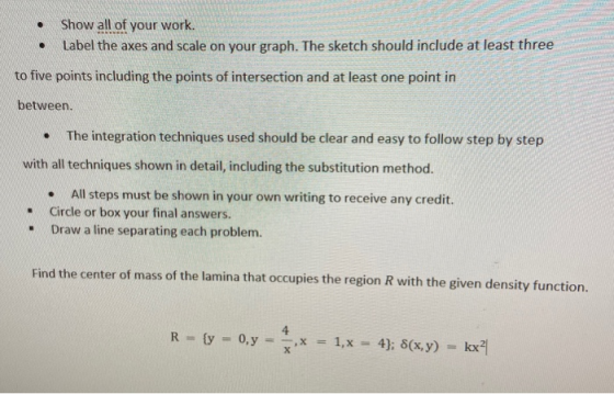 . . Show all of your work. Label the axes and scale on your graph. The sketch should include at least three to five points in