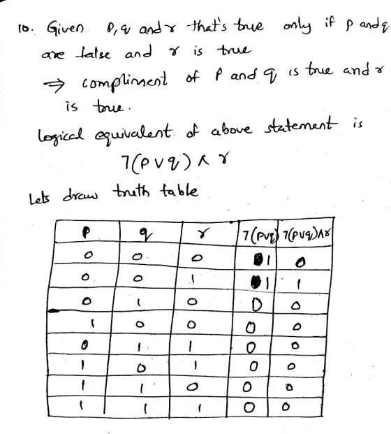 [6 *f p and P and v is true a and γ is tru Loricel asuivalant ol above stztemant is Las dro tnth table 0