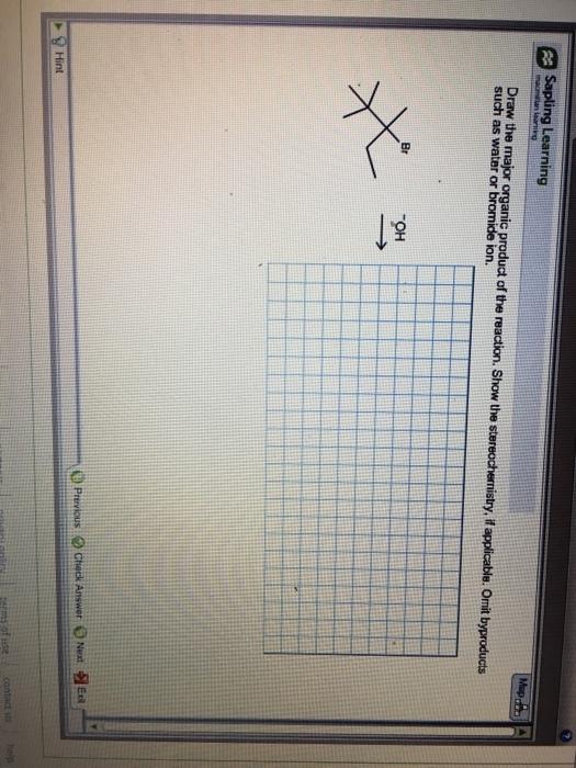 draw the major organic product. show the stereo
