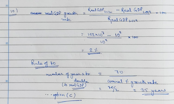 20 1o) econ real GDP 2019 growth sate Real GDP 2020 - Real GDP, Real GDP 2014 10? = 102x107 109 x too 25 24 Rule of to number