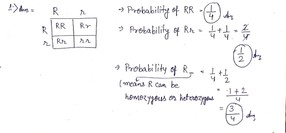 1) Aug = R : r | RRRr r Rr rr » Probability of RR - » Probability of Rre = + - 4 2 a probability of R. Ett (means R can be ho
