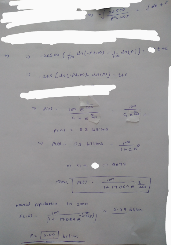 I et te 26500 p2_1000 ttc -265oo (to Un l-p+100) - t In (P)) = - 265 [un (-P+10o) In (P)] = tte t ico Plt) 2 265 e t 265 a с