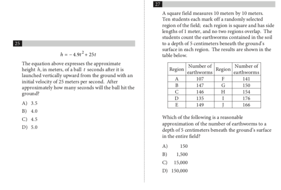 27 A square field measures 10 meters by 10 meters. Ten students each mark off a randomly selected region of the field; each r