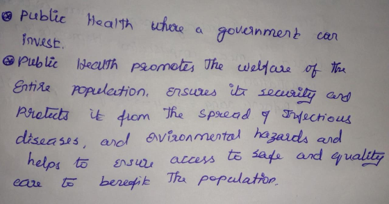 Health where a Public government invest. car @ Public health promotes the welfare of the Entire population. Ersures its secur