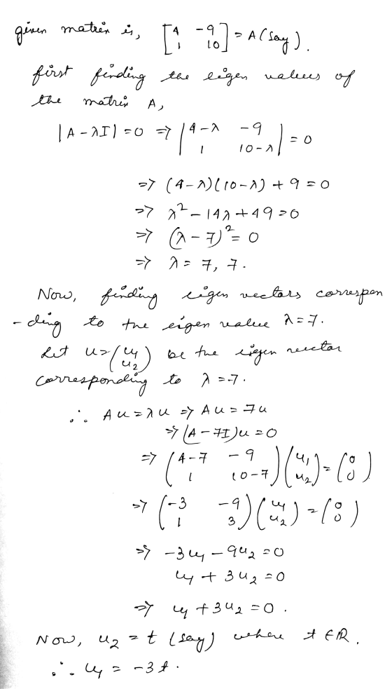 رمو 4 giren matier is [8] = A (say) first finding the eigen valeus of the matrin A | A -21)-071472 -9 On/ co 10-1 -> (4-1) 11