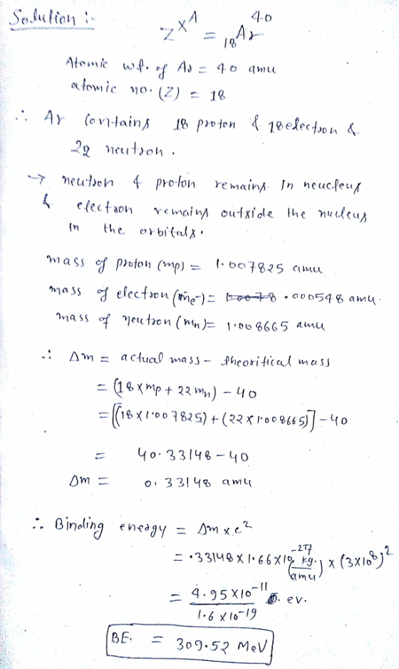 Se.lulion amu Y0 3 314-40 1.6乂10-19 BE, = 309.53 MeV