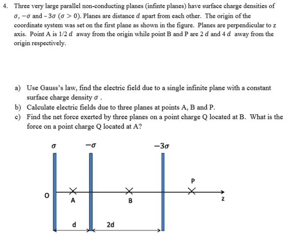 Three very large parallel non-conducting planes (i