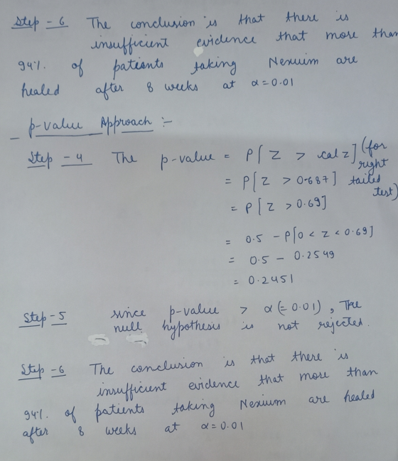 is are g at a=0.01 step - 6 The conclusion is that there insufficient evidence that more than 947. patients taking Nenuim hea