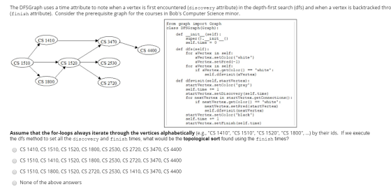 The DFSGraph uses a time attribute to note when a vertex is first encountered (discovery attribute) in the depth-first search