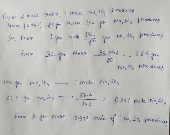 so From a mole Nadia, I mole Na, sou produced from (2x40) = 60 gm NaOH, 142 gm Na, sou produces So, from Im Nach 1420 gm Naso