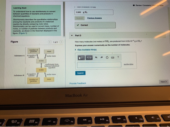 Review I Constants I Pr Tabler Learning Goal: To understand how to use stoichiometry to convert between quantities of reactan