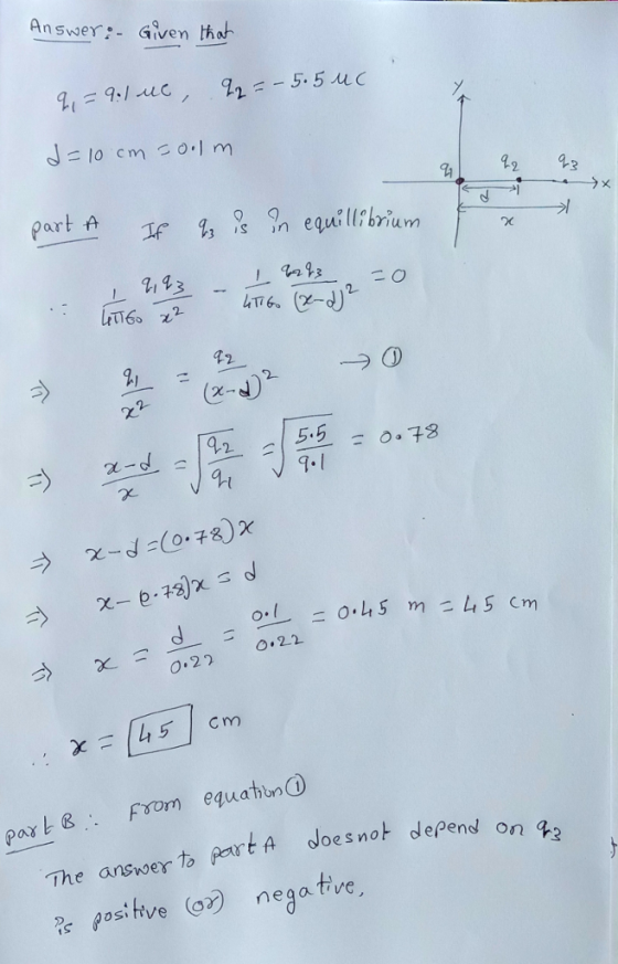 An siser:- Given ho 42 43 part A 2, 2 2. 0.22 par & From equahond The answer to Part A Joe s not e positve () negative,
