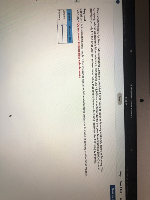 newconnect.mheducation.com Chap 4A Seved Help Save & Exit Su Check my Production workers for Munoz Manufacturing Company prov