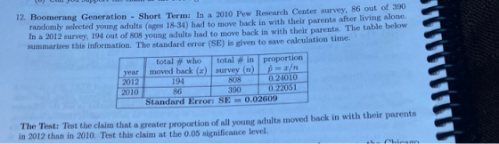 12. Boomerang Generation - Short Term: In a 2010 Pew Research Center survey, 86 out of 390 randomly selected young adults (ag