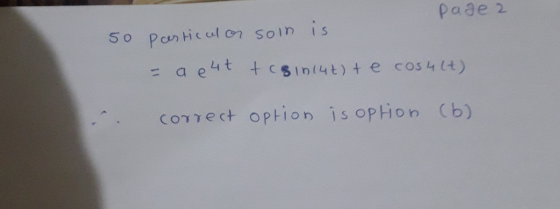 page 2 so particulos son is = a e4t +c81n142) te cosult) correct option is option (b)