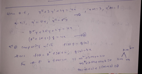 963, 400021 y + 3y +2y = un herrn D.E, ylla phy W. ki, 4-04, egy 2 m bry +3 by + 2 y = un (2 ² + 30+ 2) y a un comparing wi