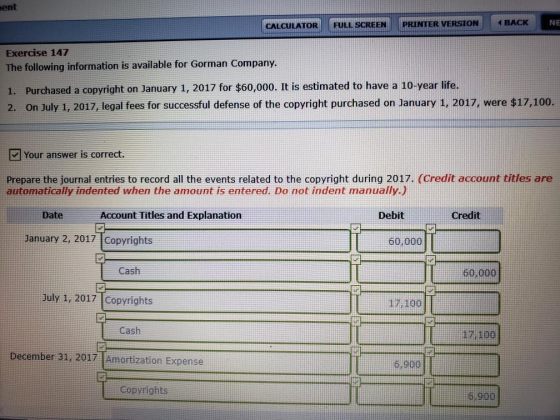 ent BACK NE FULL SCREEN PRINTER VERSION CALCULATOR Exercise 147 The following information is available for Gorman Company. 1.
