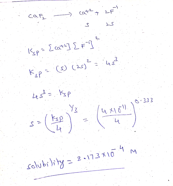 . cae :-) cat? 5 25 S 25 Ksp = [cat] LFI Ksp = (5) (25)? ::45 48=..Ksp s=(EP - (u Xov. 19 solubility = 2.173X10 AM