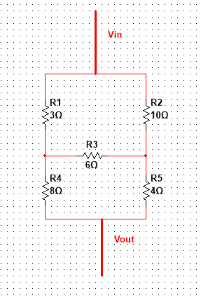 Vin R1: 30 R2: 100: R3 60 R4 80 R5 40 Vout