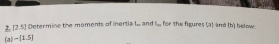 2.12.5) Determine the moments of inertia la and Iyy for the figures (a) and (b) below (a)-(1.5)