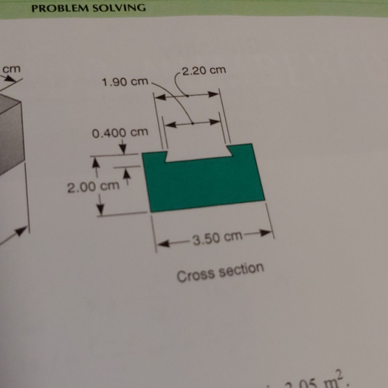 PROBLEM SOLVING cm 2.20 cm 1.90 cm 0.400 cm 2.00 cm 3.50 cm Cross section