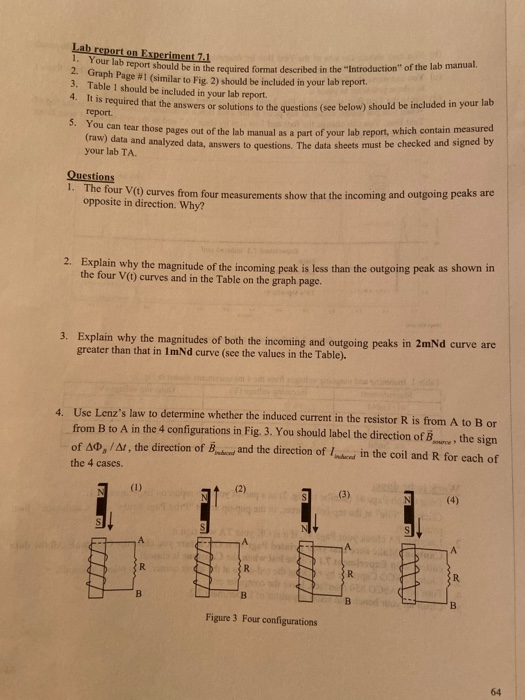 2. Gm Lab report on Experiment 71 1. Your lab report should be in the require Graph Page #1 (similar to Fig. 2) should be inc