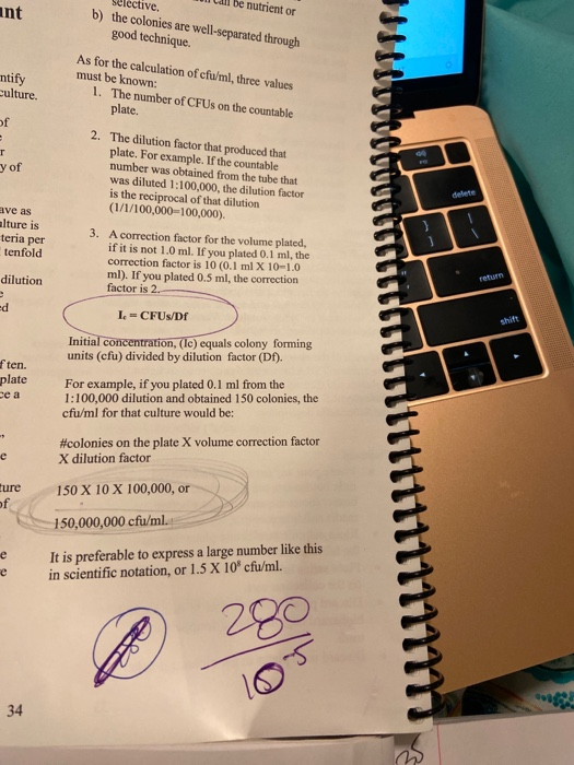 int W can be nutrient or Selective. b) the colonies are well-separated through good technique. As for the calculation of cfu/