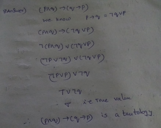 We knouw v p ie True va iu Cena)-ナcv→p) is a tautology
