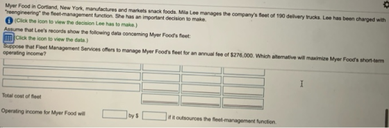 Myer Food in Cortland, New York, manufactures and markets snack foods. Mila Lee manages the companys fleet of 190 delivery t