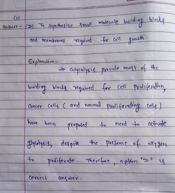 Answer molecule building blocks (1) To synthesize small and membranes required for cell growth. Explanation . Glycolysis prov