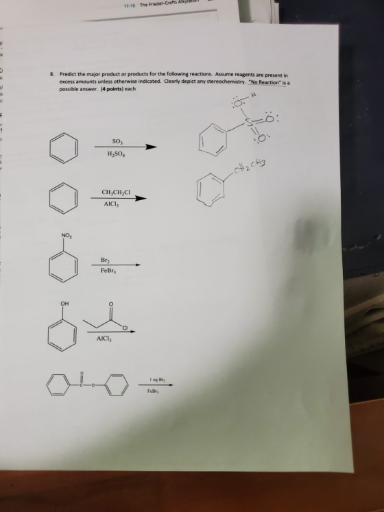 17-10 The Friedel-Crafts Alkylation U 8. Predict the major product or products for the following reactions. Assume reagents a